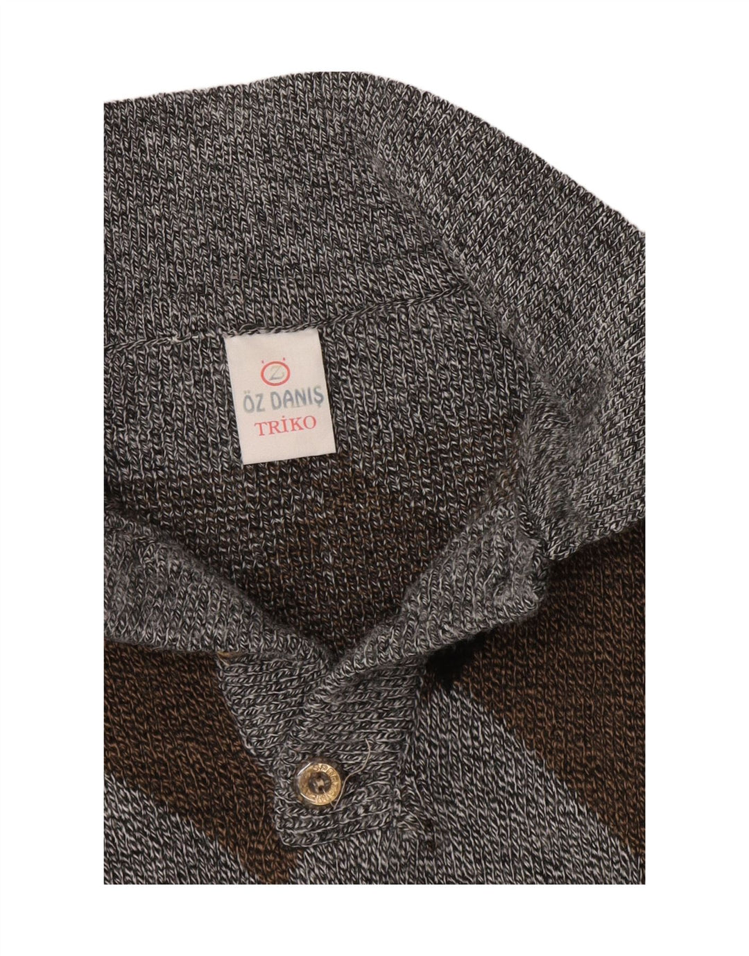 Vintage hombres polo cuello jersey suéter grande gris Argyle/Diamante