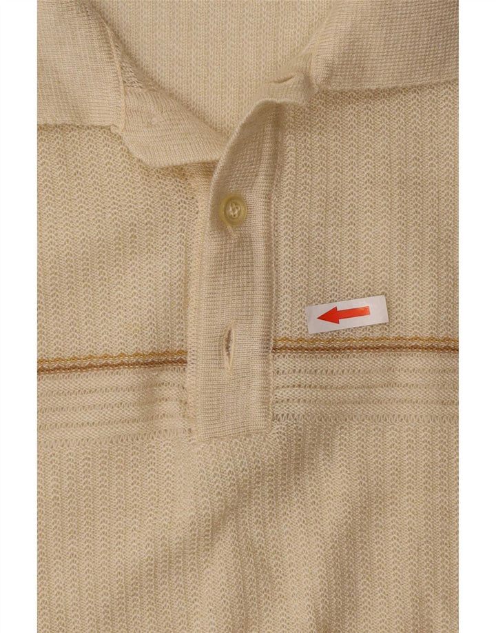 Polo vintage para hombre Poliacrílico a rayas beige medio