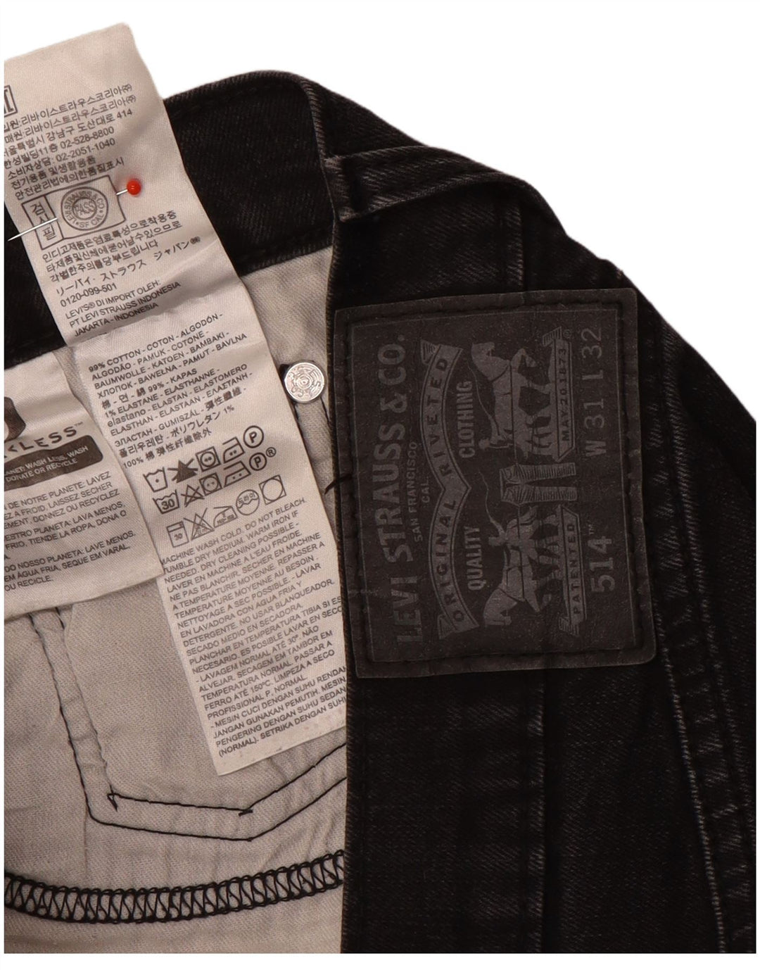 Levi's Jeans rectos 514 para hombre W31 L32 Algodón negro
