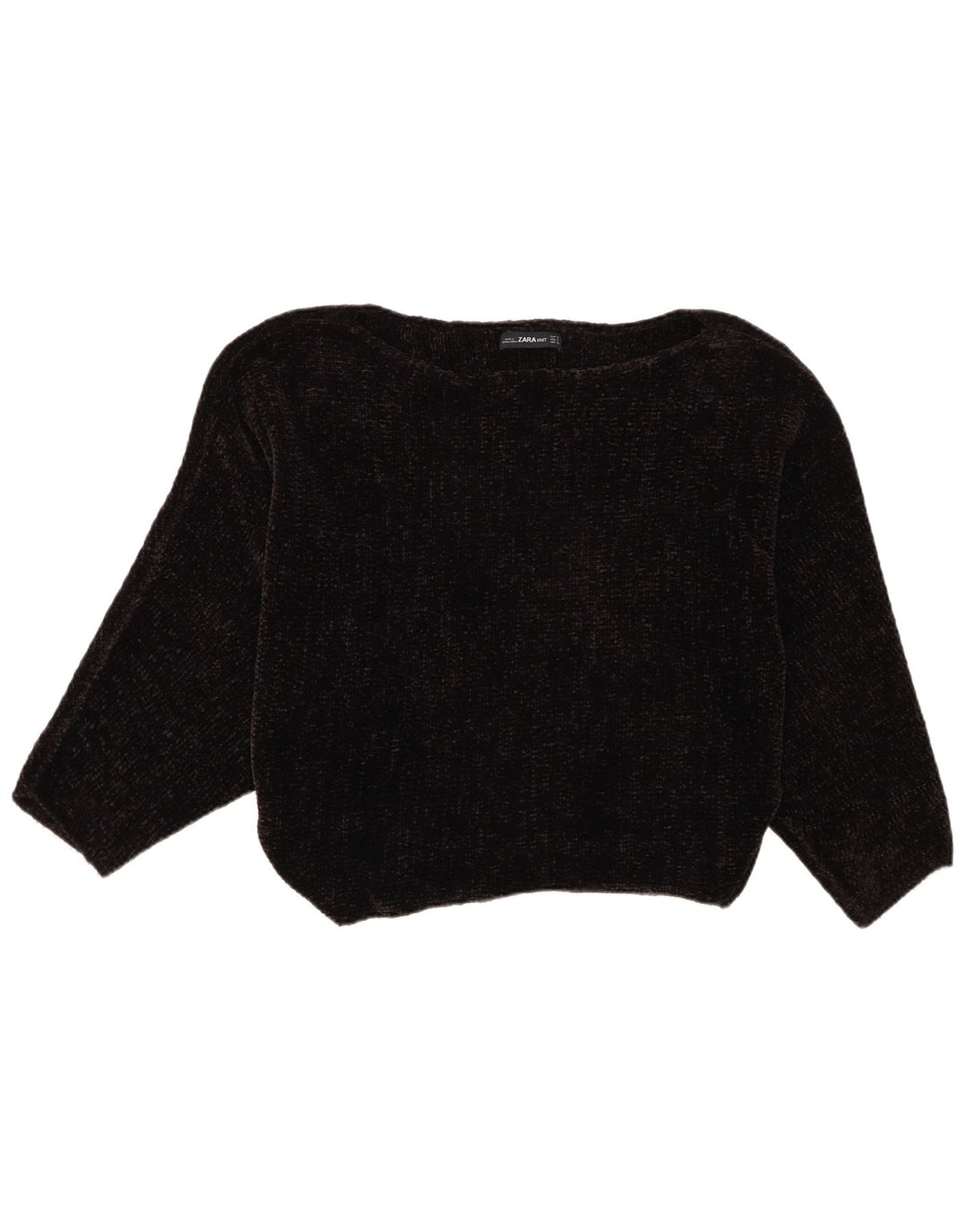 Zara - Jersey extragrande con cuello barco para mujer, talla 10, poliéster negro pequeño