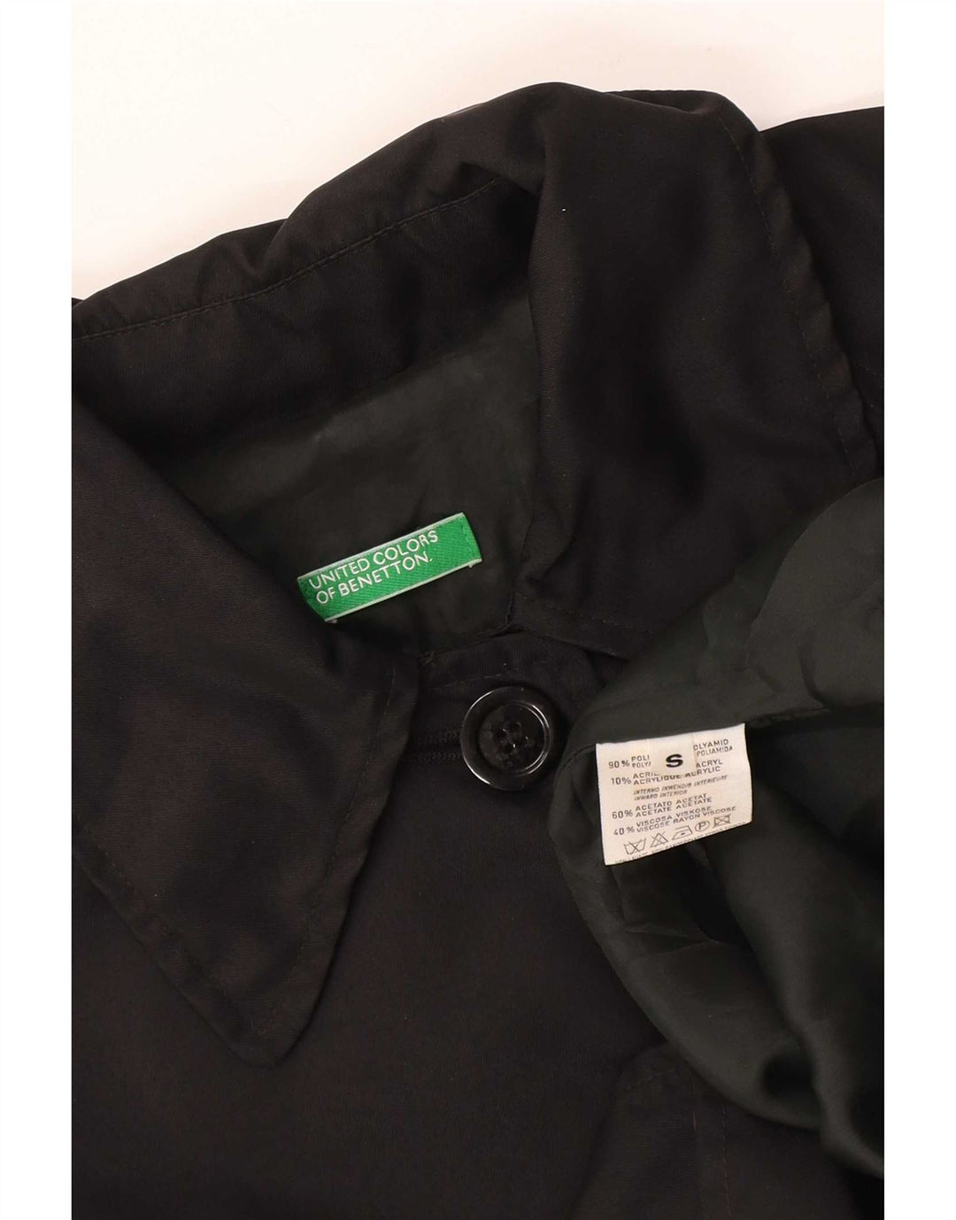 Benetton Abrigo Extragrande Mujer UK 40 Small Poliamida Negro