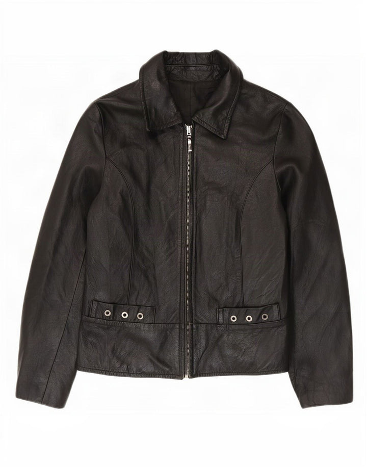 Chaqueta de cuero vintage para mujer IT 42 Medio Negro