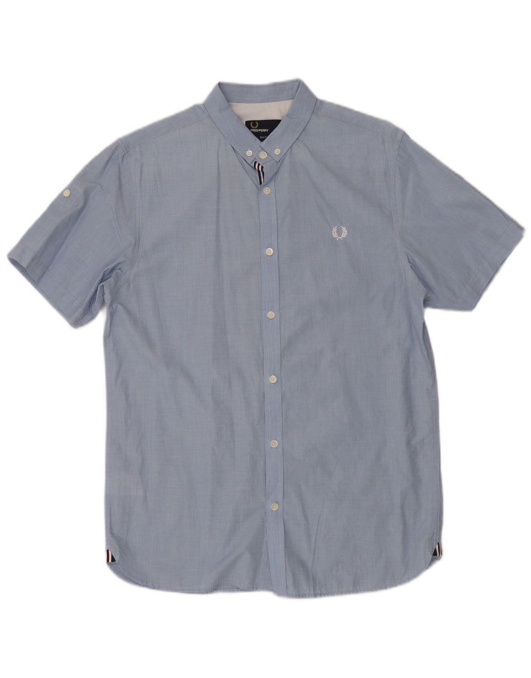 Camisa Fred Perry Hombre Slim Fit De Manga Corta De Algodón Azul Medio