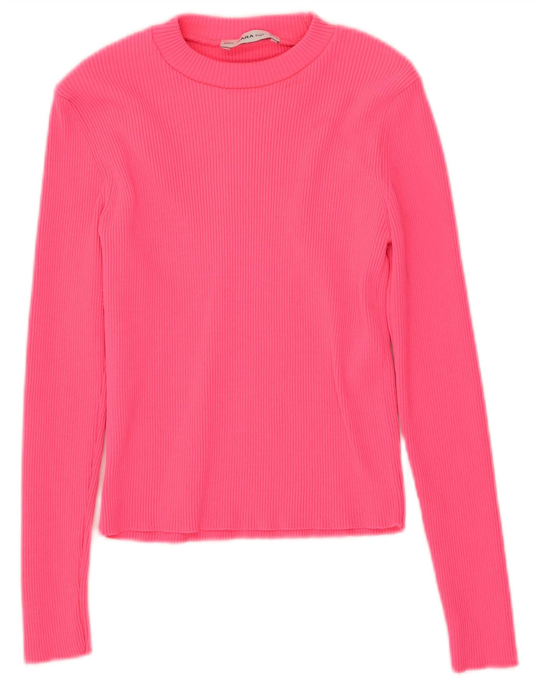 Zara Mujer Crop Top Manga Larga UK 8 Small Rosa Poliamida
