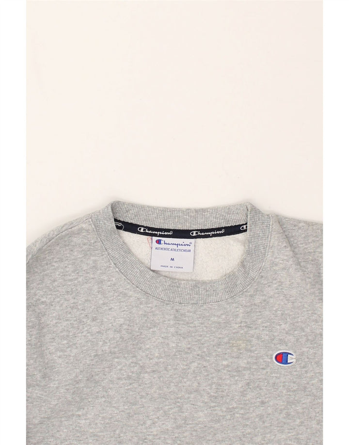 CHAMPION Womens Graphic Crop Sweatshirt Jumper UK 14 Medium Grey | Vintage Champion | Thrift | Second-Hand Champion | Used Clothing | Messina Hembry 