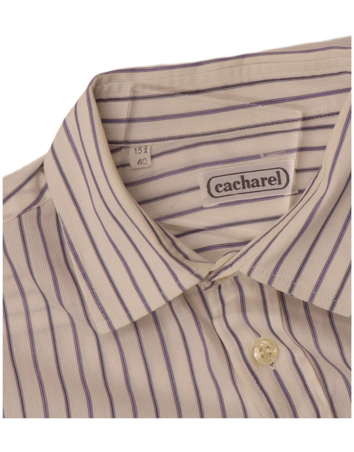 CACHAREL Camisa Hombre Talla 15 3/4 40 Mediana Rayas Blancas