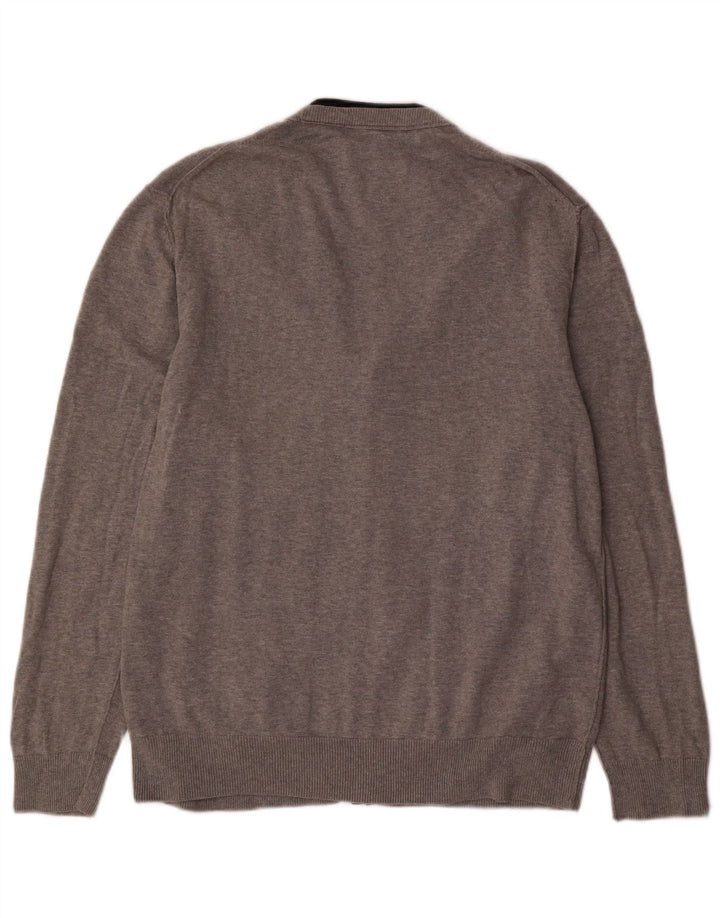 French Connection Suéter tipo cárdigan para hombre XL Algodón gris