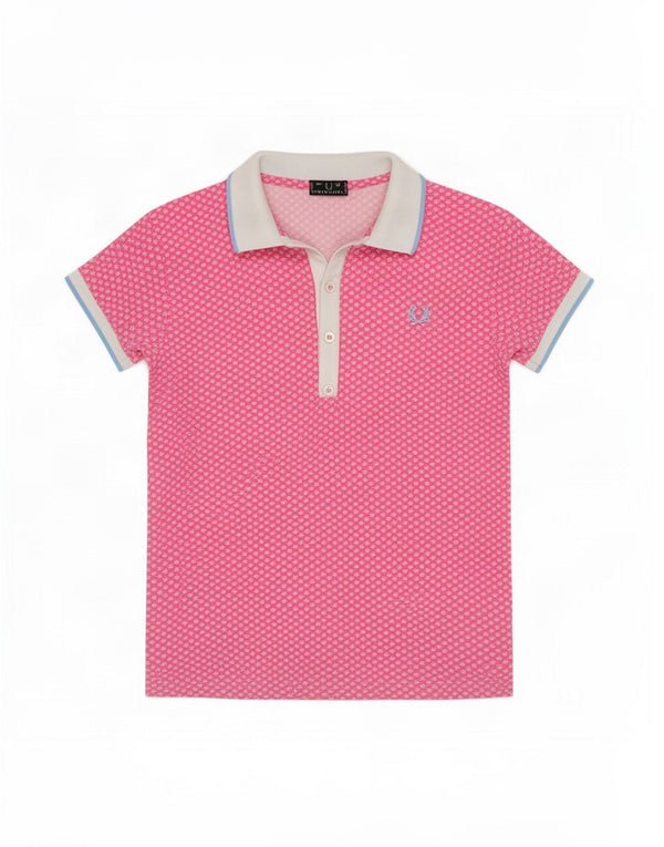Fred Perry Polo Corto para Mujer UK 42 Algodón Floral Rosa Medio