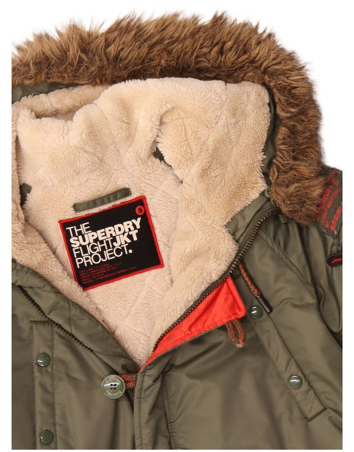 SUPERDRY Chaqueta parka con capucha para hombre UK 36 Small Green Nylon