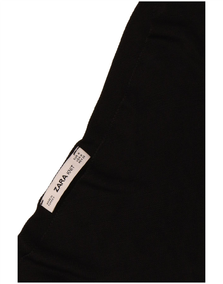 Zara Top corto de un hombro para mujer UK 42 Viscosa negra mediana