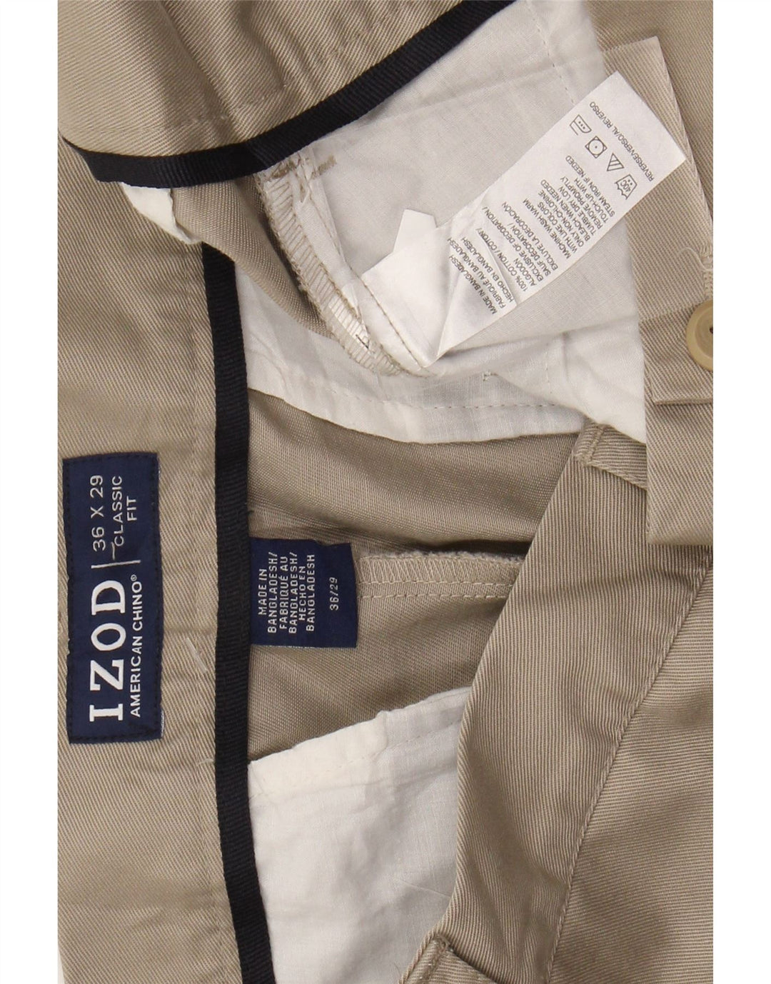 IZOD Pantalón chino recto de corte clásico para hombre W36 L29 Algodón beige
