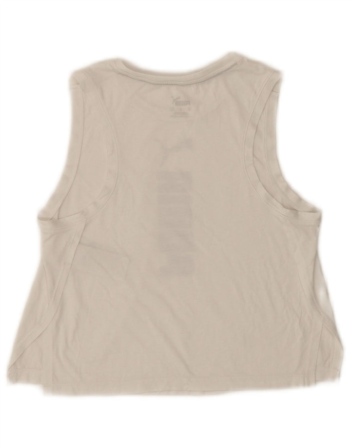 Puma Mujer Crop Graphic Chaleco Top UK 6 XS Poliéster Blanco