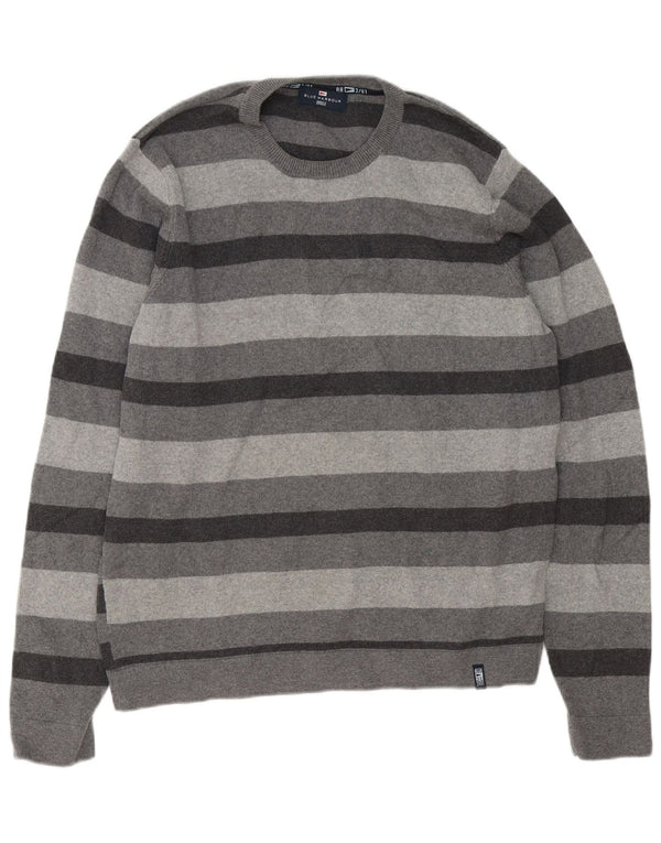Marks & Spencer Jersey de cuello redondo azul Harbor para hombre, talla grande, gris