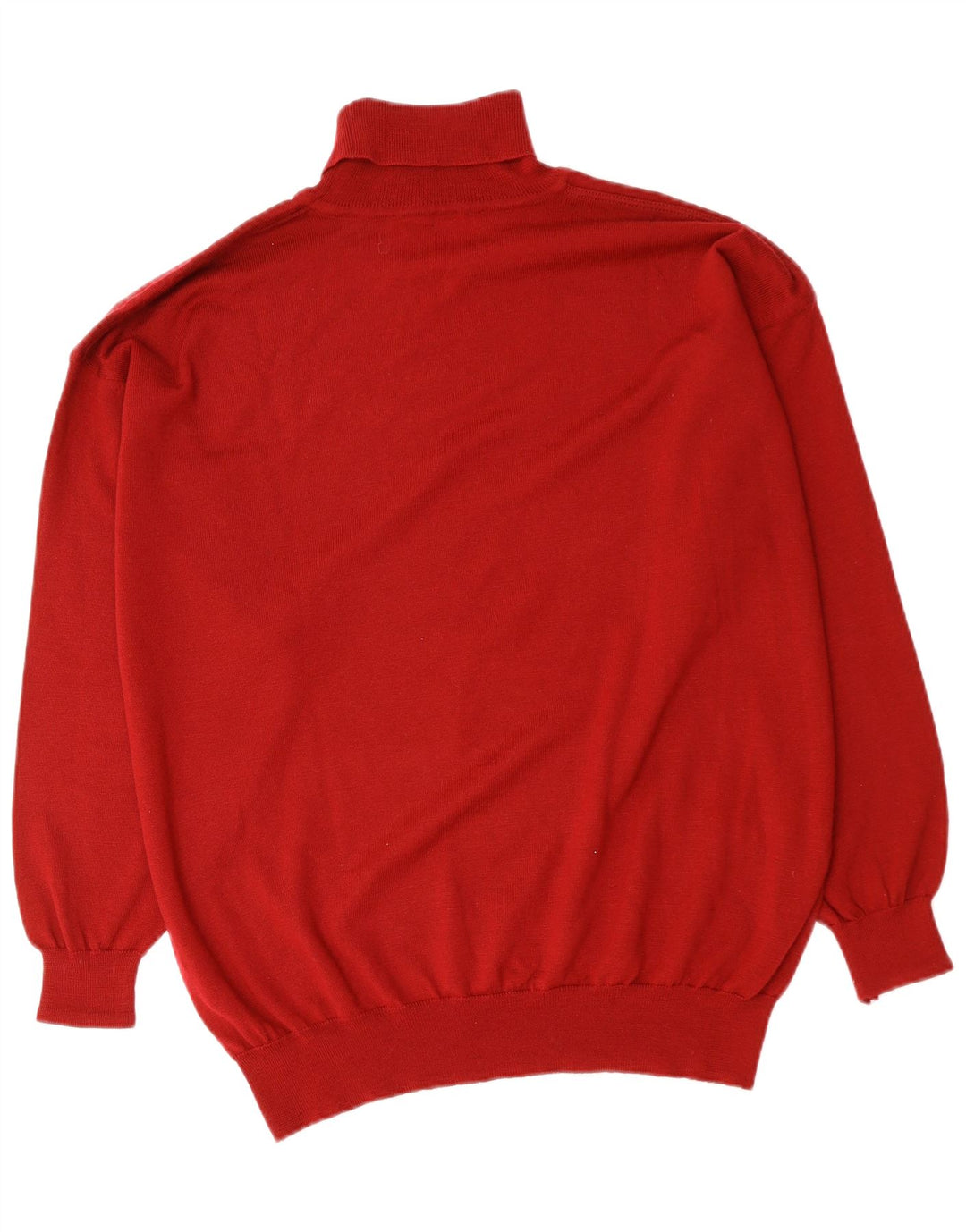 VINTAGE Hombre Roll Neck Jumper Suéter XL Lana Merino Roja