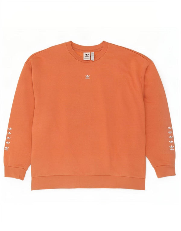 Adidas - Sudadera de gran tamaño con gráfico para mujer, talla 40, talla grande, algodón naranja