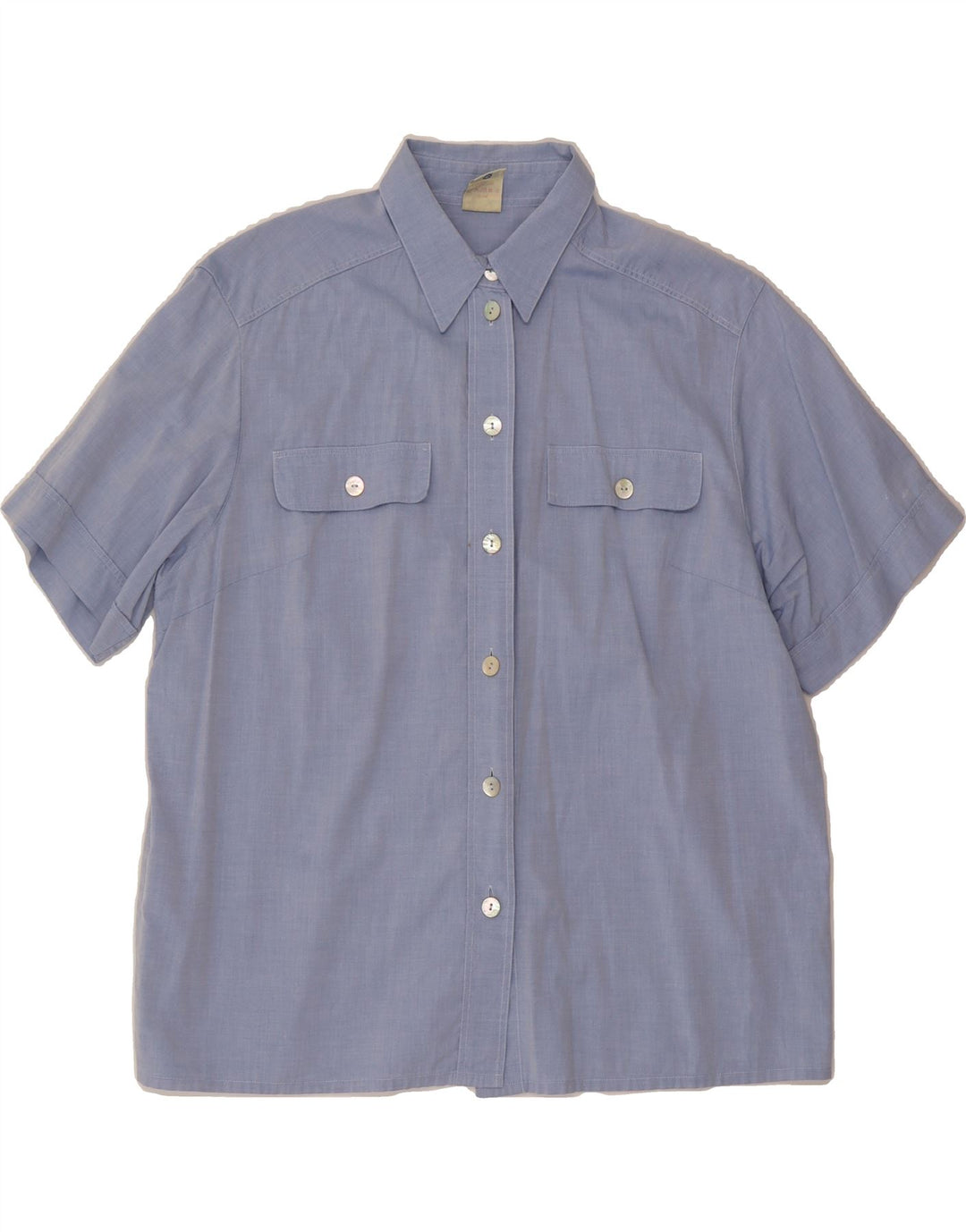 YESSICA Womens Short Sleeve Shirt IT 46 Large Blue Cotton Vintage Yessica and Second-Hand Yessica from Messina Hembry 