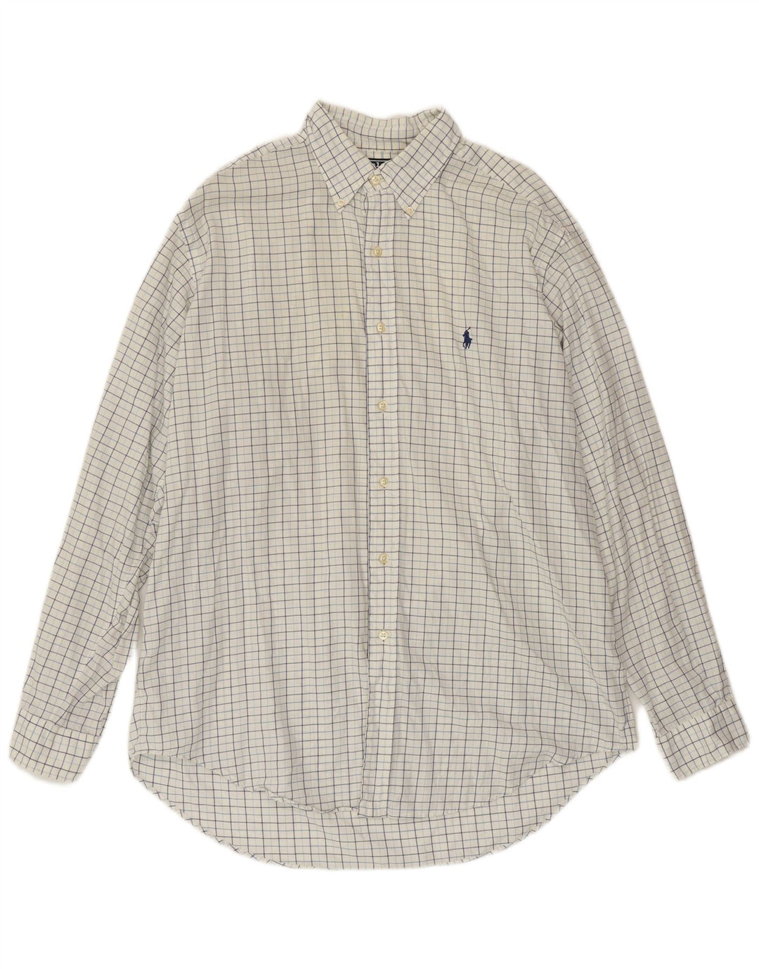 POLO RALPH LAUREN Camisa Yarmouth para hombre Talla 16 Algodón a cuadros blanco grande