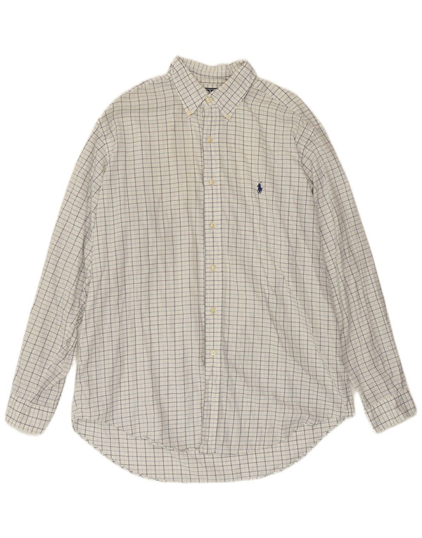 POLO RALPH LAUREN Camisa Yarmouth para hombre Talla 16 Algodón a cuadros blanco grande