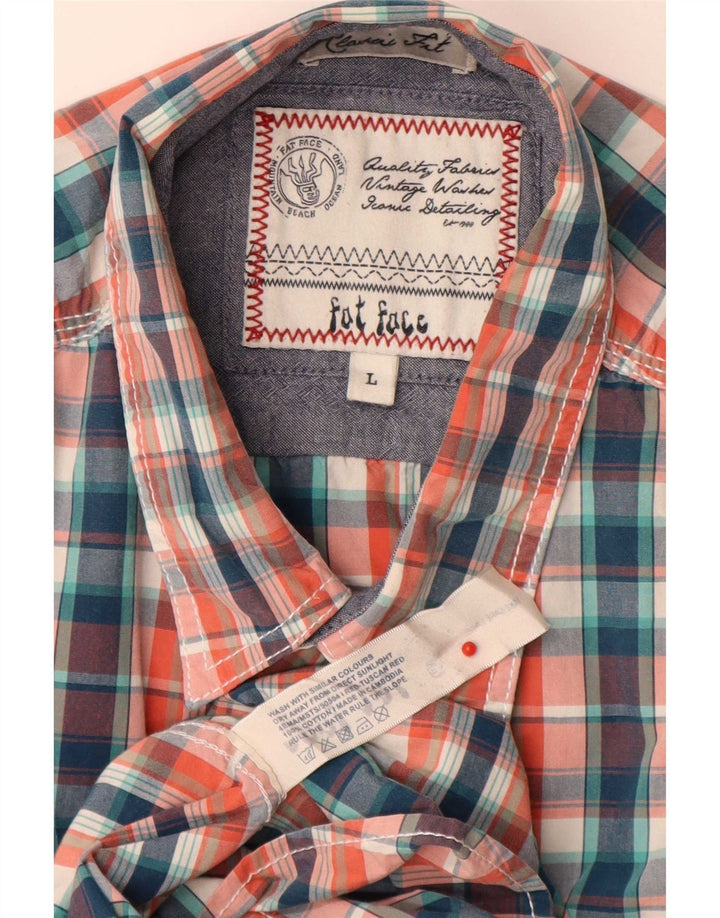 Camisa de manga corta para hombre Fat Face de algodón con cuadros multicolores grandes