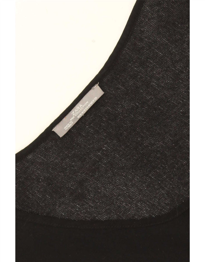 Zara Mujer Top Extragrande Manga 3/4 UK 44 Mediano Negro