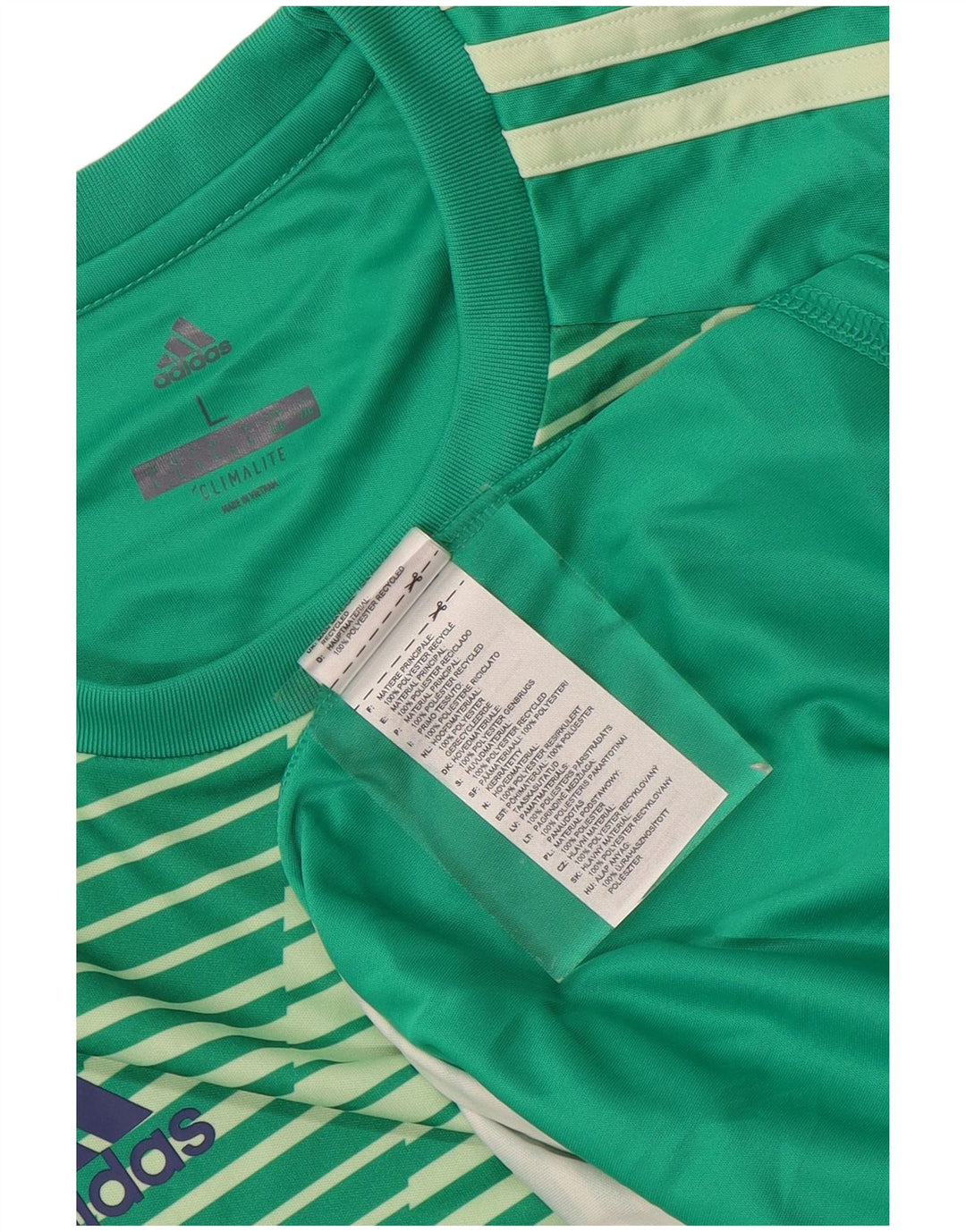 ADIDAS Camiseta Climalite para hombre Top poliéster a rayas verdes grandes