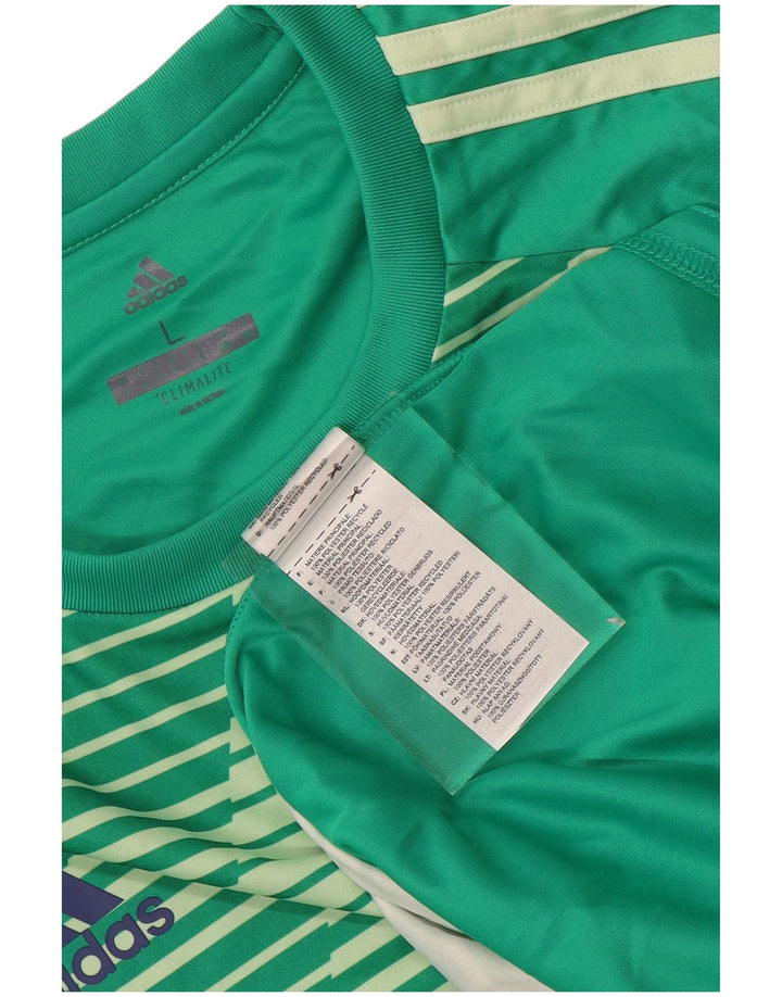 ADIDAS Camiseta Climalite para hombre Top poliéster a rayas verdes grandes