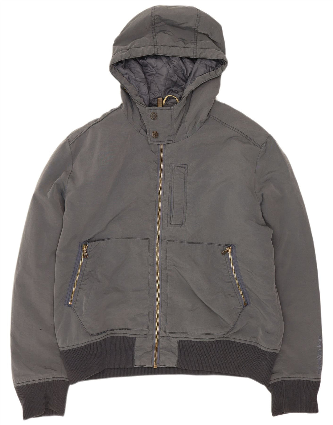 Calvin Klein Jeans Chaqueta Bomber con Capucha para Hombre UK 44 2XL Poliéster Gris