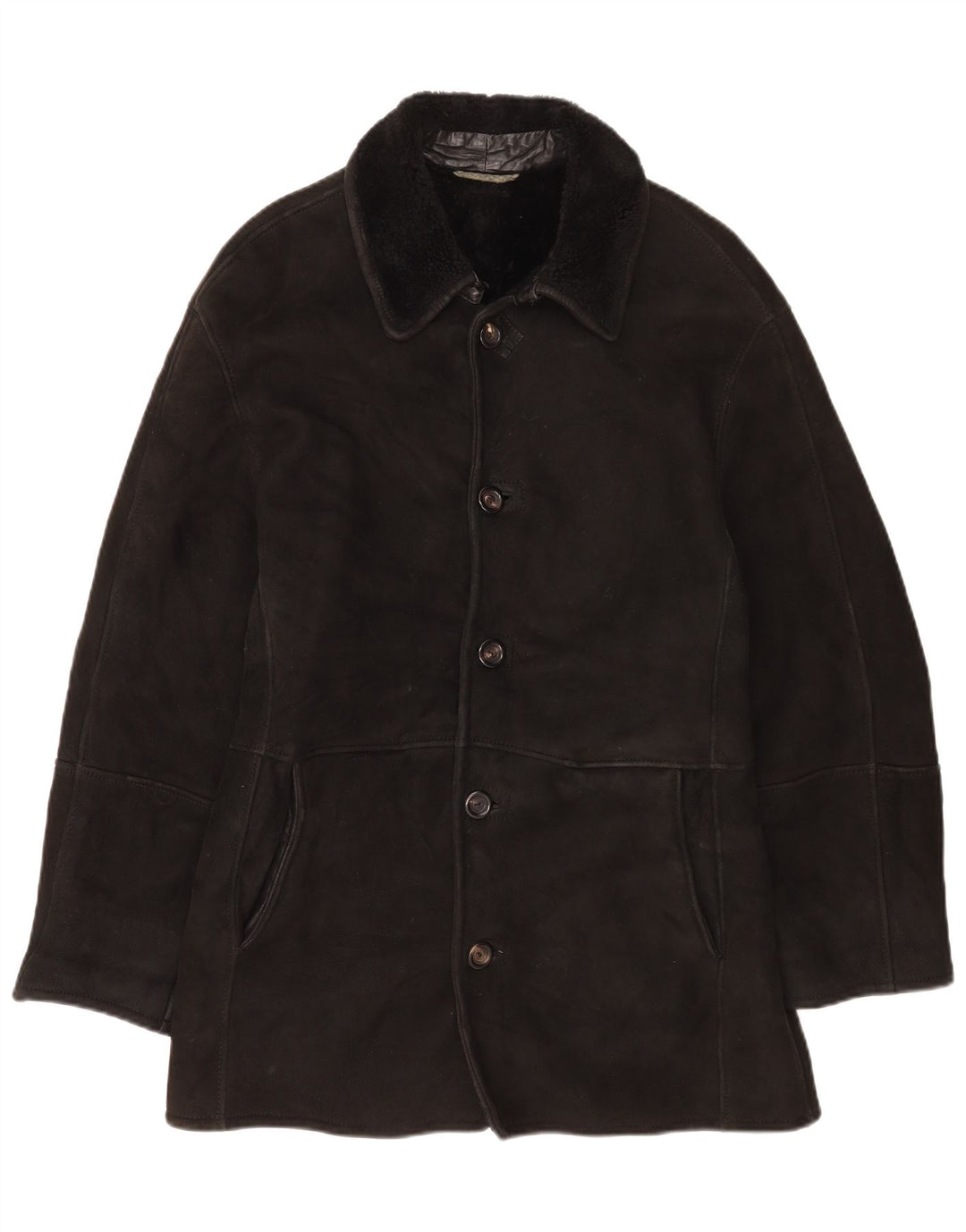 Gimo's Chaqueta de piel de oveja para hombre Reino Unido 40 Grande Negro