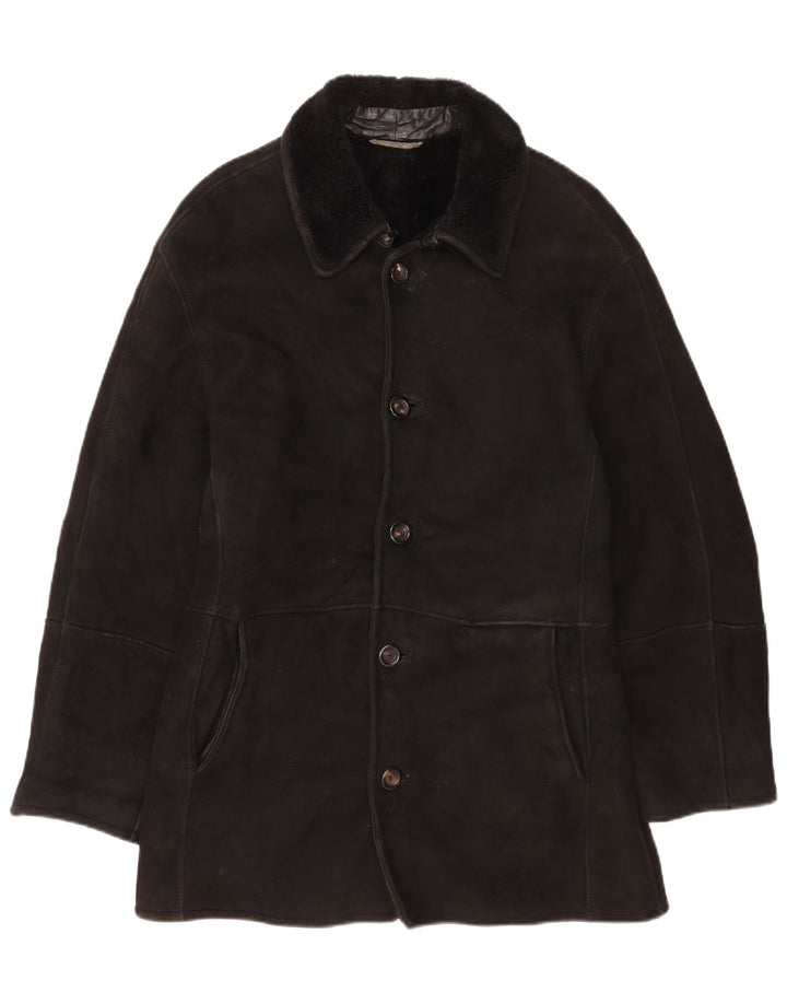 Gimo's Chaqueta de piel de oveja para hombre Reino Unido 40 Grande Negro