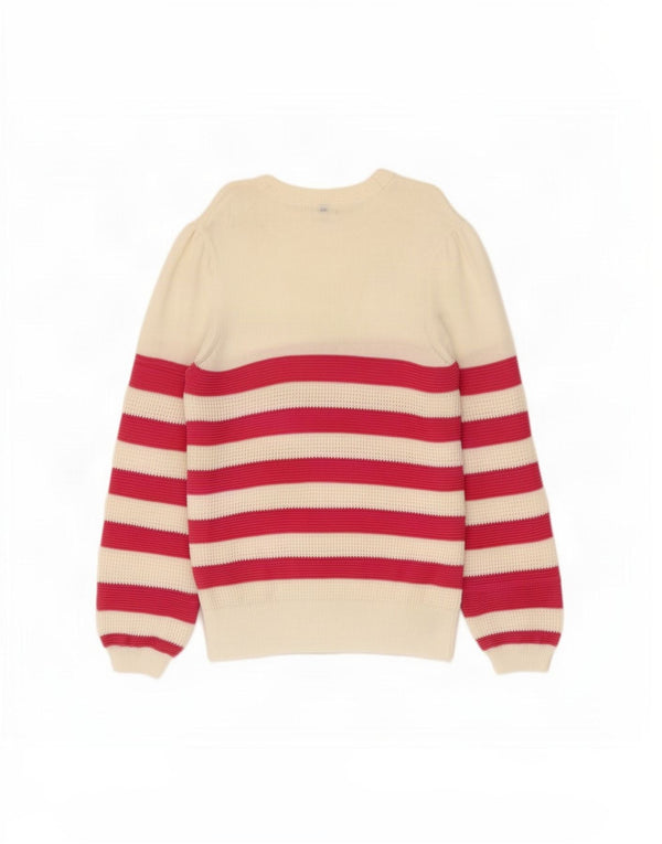 Crew Clothing - Jersey para mujer con cuello barco, talla 40, tamaño mediano, color blanco a rayas
