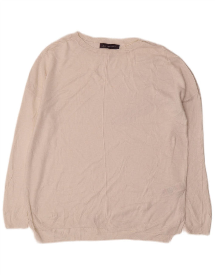 Marks & Spencer Suéter tipo jersey con cuello barco para mujer UK 14 Medium Off White