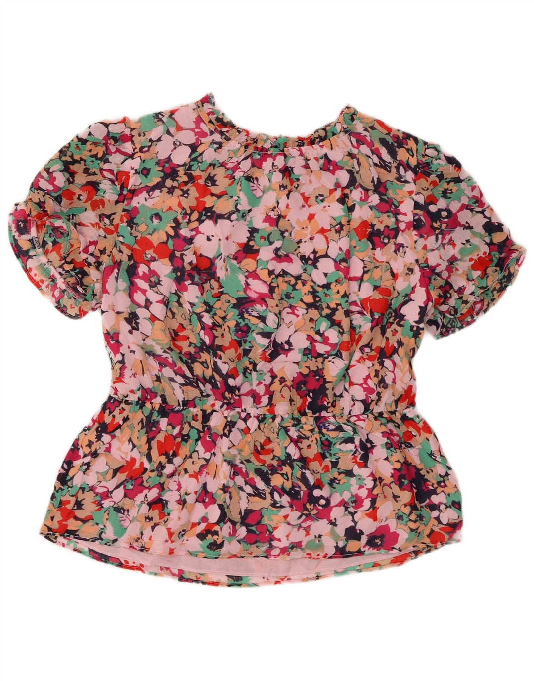 J. CREW Blusa para mujer Top UK 44 Poliéster floral rosa medio