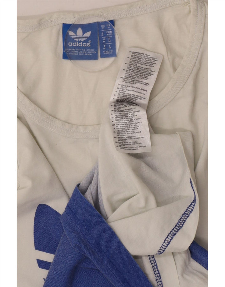Adidas Hombre Camiseta Sin Mangas Con Estampado De Algodón Color Block Blanco Mediano