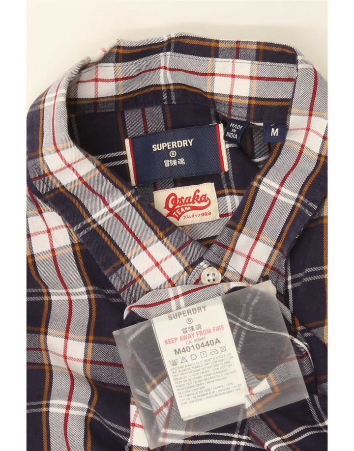 Camisa Superdry Hombre De Algodón A Cuadros Azul Marino Mediano