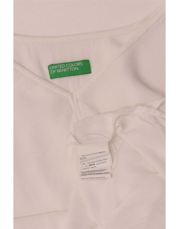 Benetton Top Corto Mujer Manga Larga ES 40 Small Viscosa Blanca