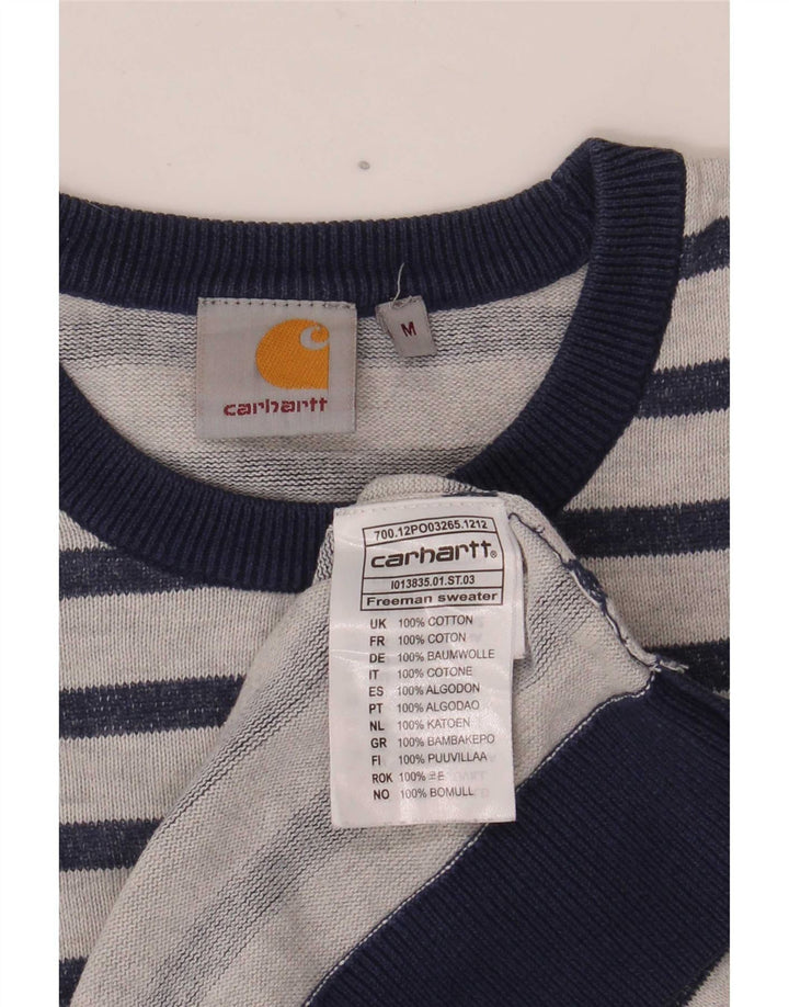 Carhartt Hombre Jersey De Cuello Redondo Jersey De Algodón A Rayas Azul Marino Mediano