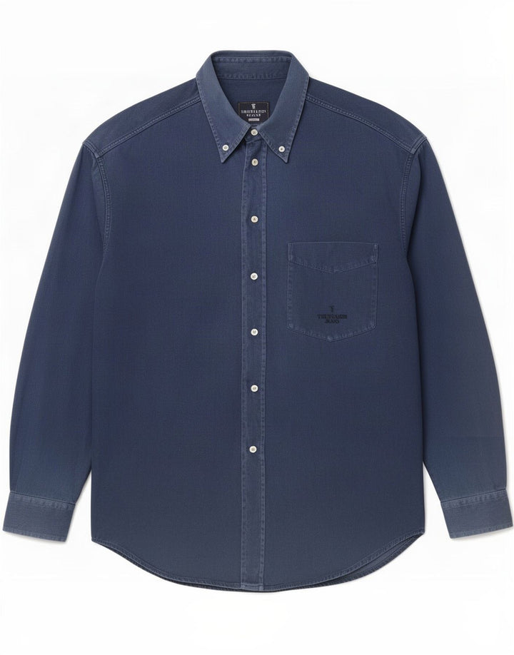 Camisa Hombre Trussardi Jeans Algodón Azul Marino Mediano