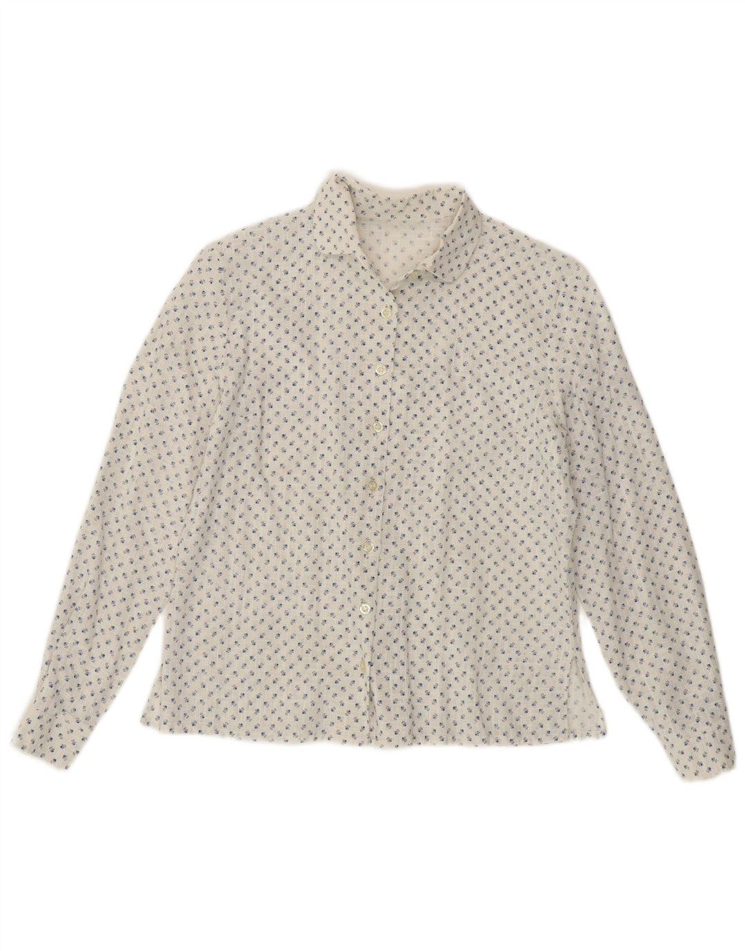 Vintage mujer camisa Reino Unido 14 medio blanco floral