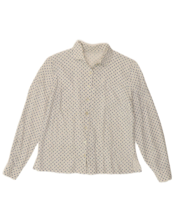 Vintage mujer camisa Reino Unido 14 medio blanco floral