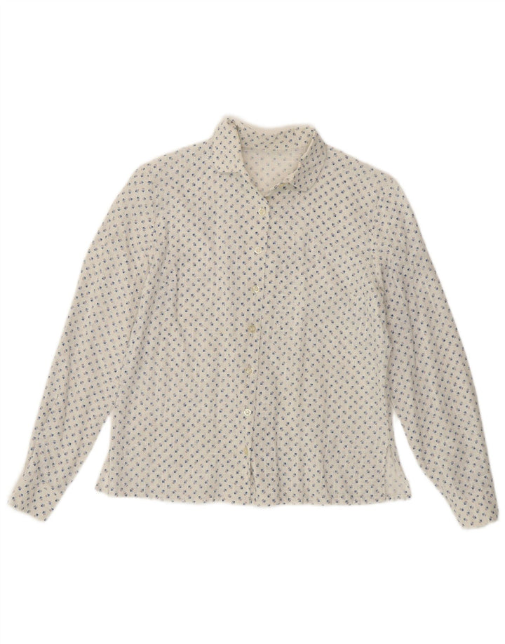 Vintage mujer camisa Reino Unido 14 medio blanco floral