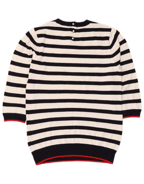 Zara Suéter tipo jersey con cuello redondo y manga 3/4 para mujer UK 40 Mediano Rayas blancas