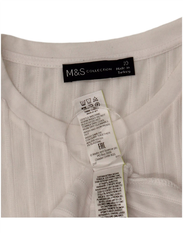 Marks & Spencer Top extragrande de manga larga para mujer UK 10 Small White