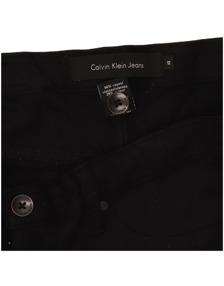 CALVIN KLEIN Pantalones casuales delgados para mujer US 12 Grande W30 L31 Rayón negro