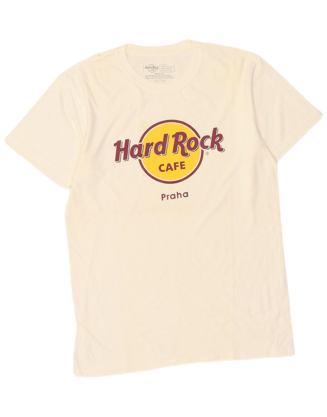 Hard Rock Cafe Hombres Praha Graphic Camiseta Top Medio Algodón Blanco