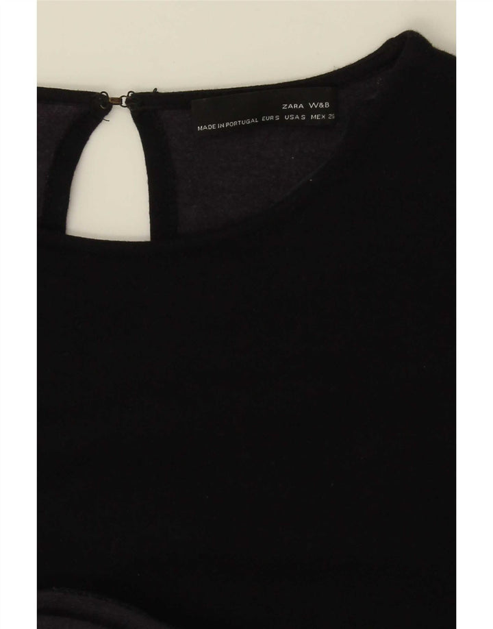 Zara Vestido recto de manga larga para mujer UK 10 Small Azul marino