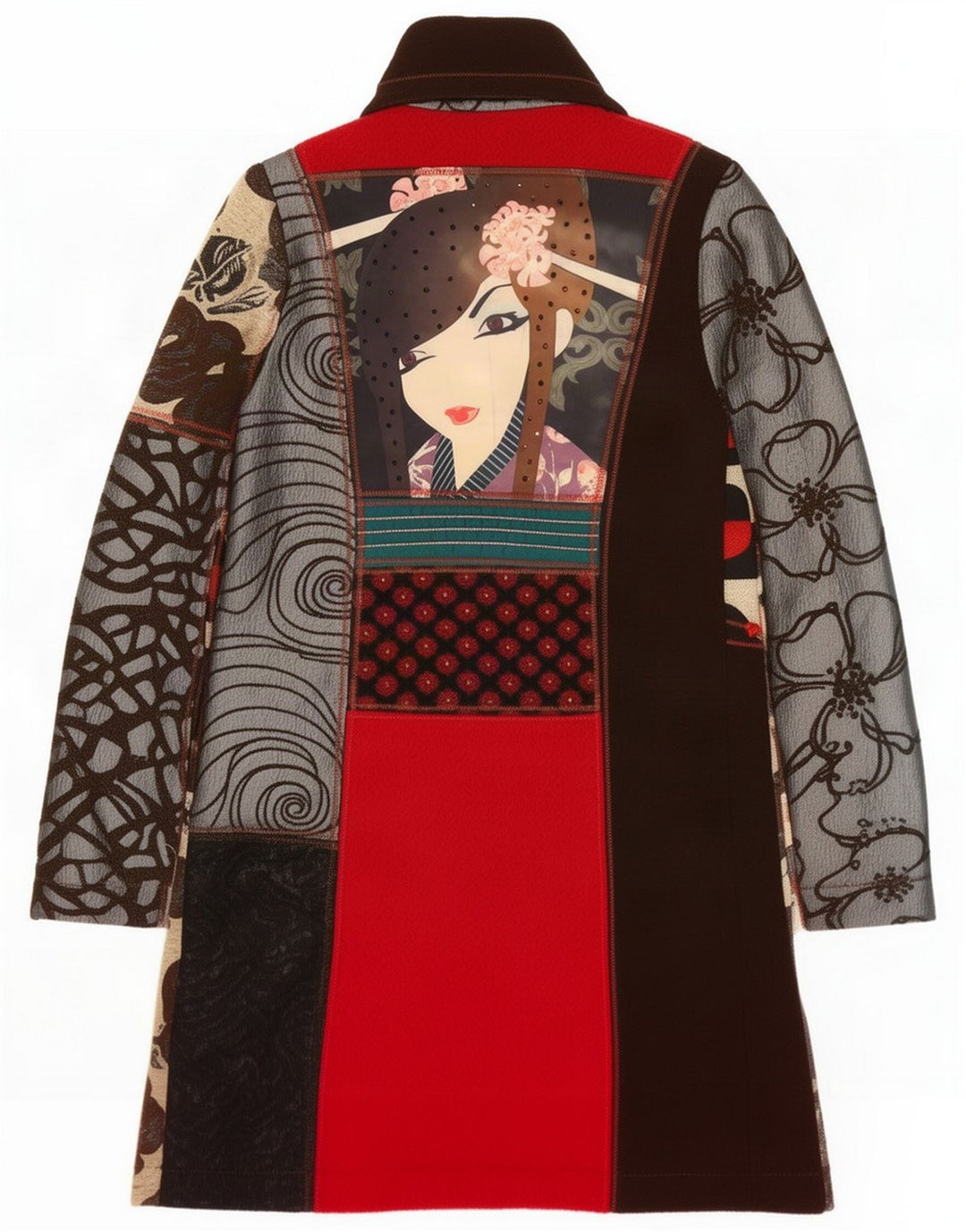Abrigo estampado para mujer Desigual EU 38 Medio Patchwork multicolor