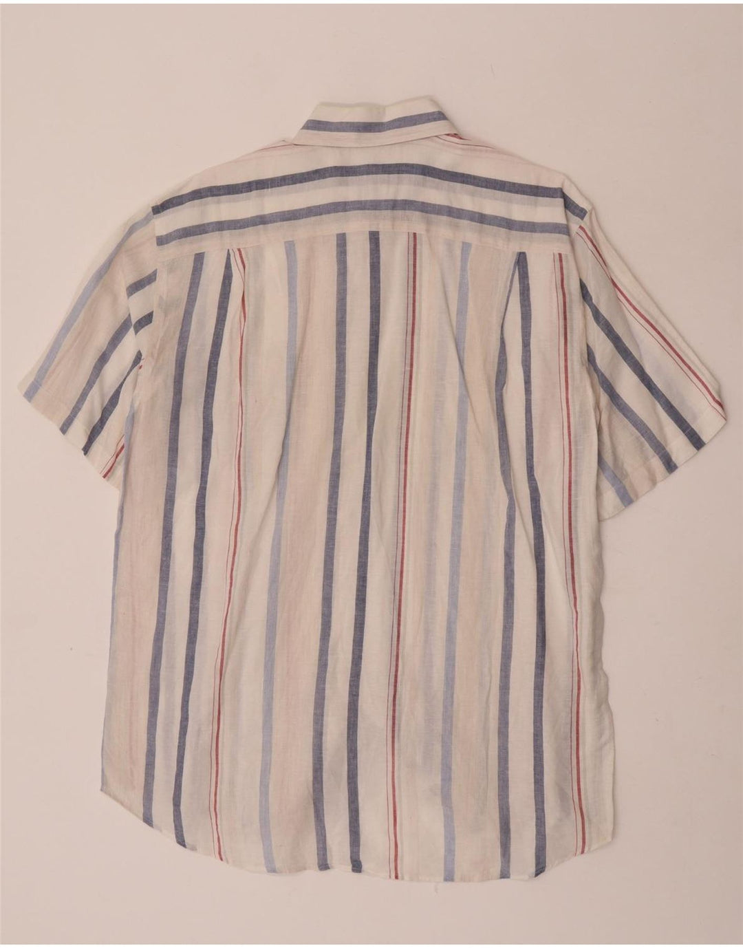 Camisa Lacoste Hombre Manga Corta Talla 42 Grande Lino Rayas Blancas