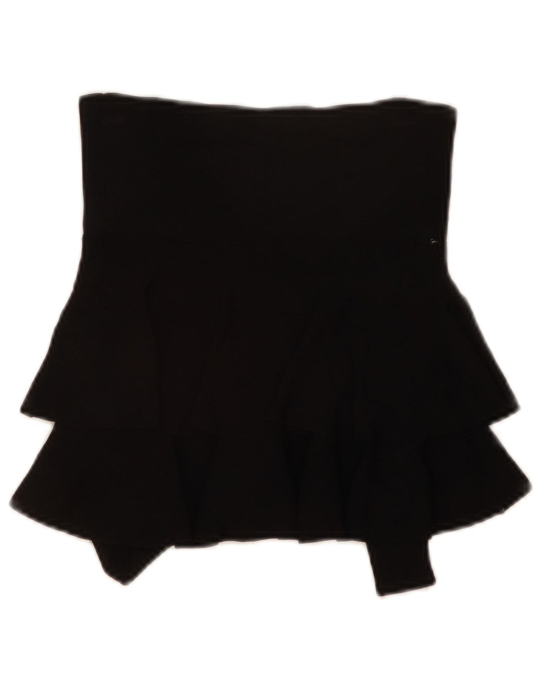 ZARA Mujer Mini Falda Escalonada Pequeña W28 Viscosa Negra