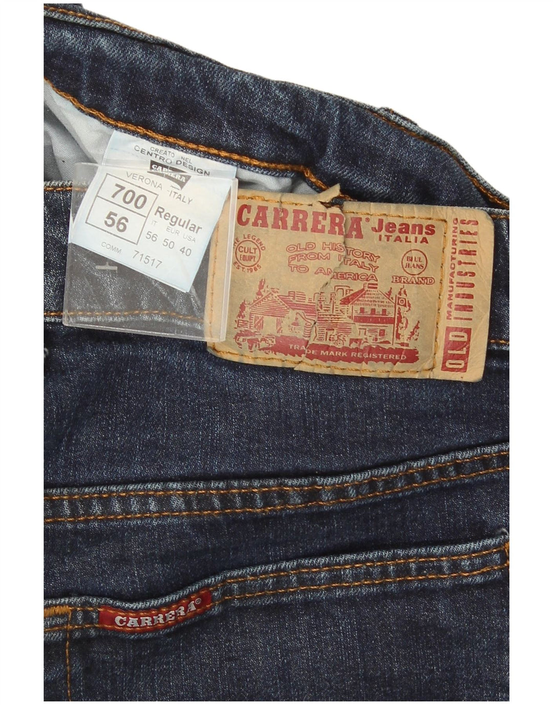 Carrera Mens 700 Regular Slim Jeans W40 L34 Algodón Azul