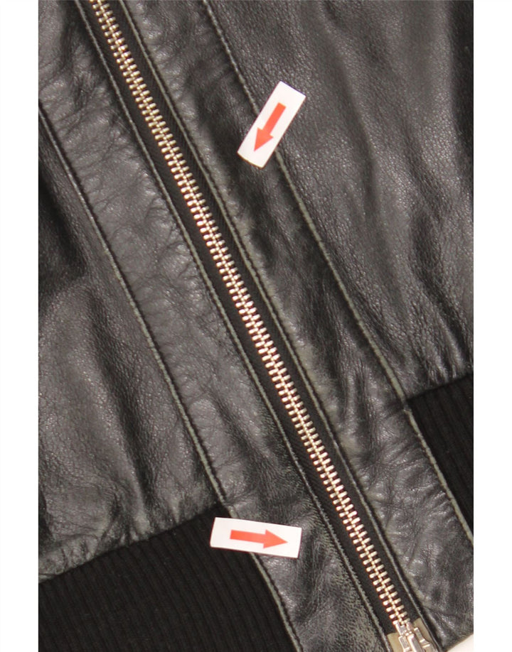 Sasch Chaqueta de cuero corta para mujer UK 44 Mediana Negro
